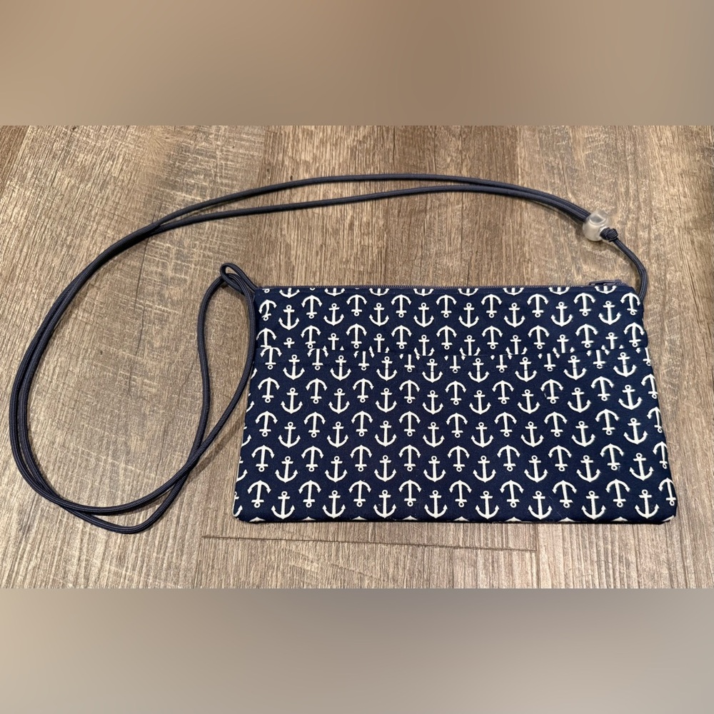 Nautical anchor print small purse makeup bag